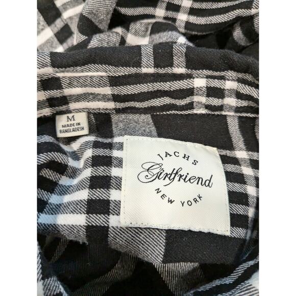 Jachs Girlfriend Black White Flannel Shirt Size Medium - Picture 3 of 4